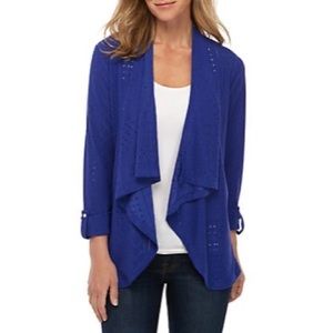 🆕Kim Rogers Textured Roll Sleeve Cardigan